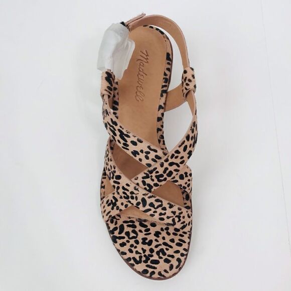 New! Madewell The Alyssa Sandal Leather Leopard Spotted Calf Hair Block Sandals - Picture 4 of 14